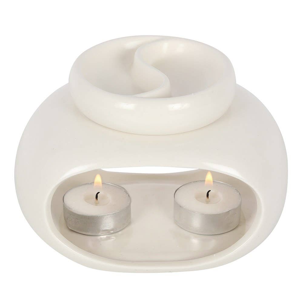 White Double Oil Burner and Wax Warmer