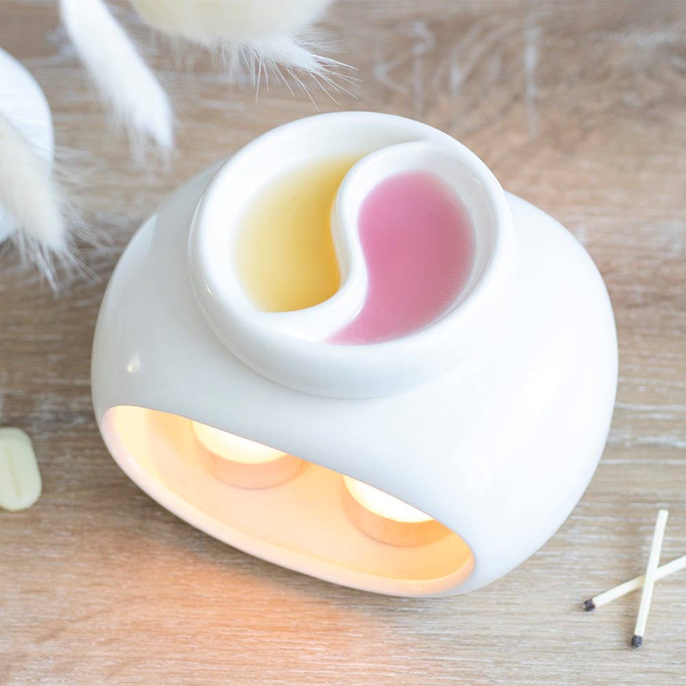 White Double Oil Burner and Wax Warmer