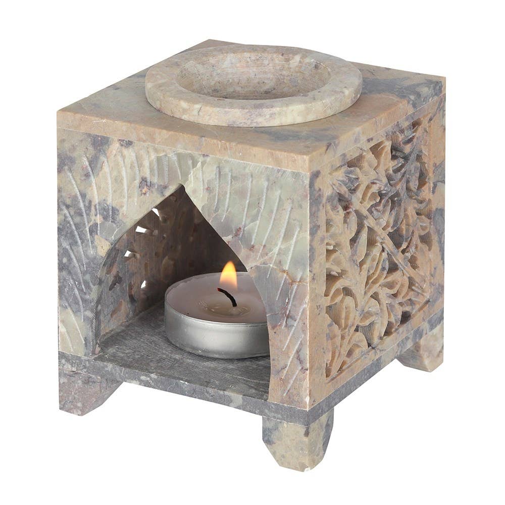 Moroccan Arch Cutout Soapstone Oil Burner and Wax Warmer