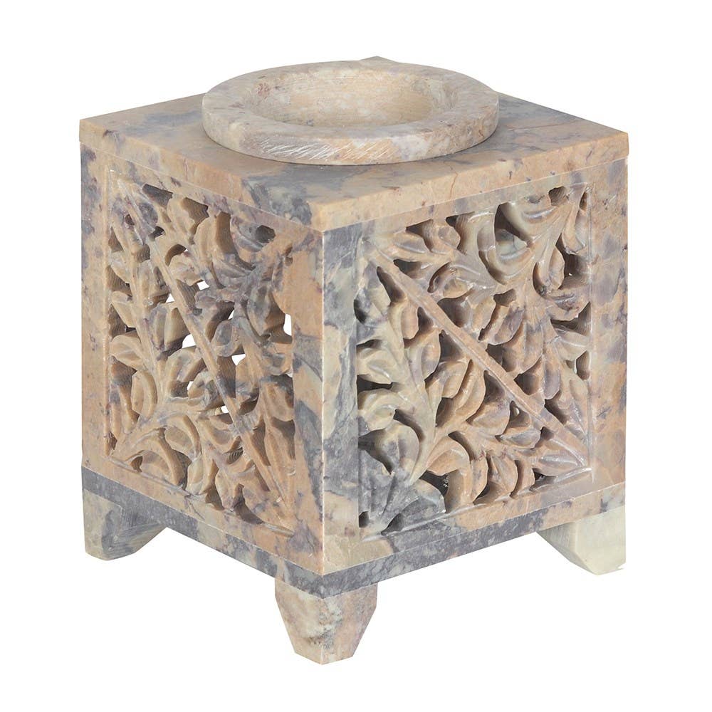 Moroccan Arch Cutout Soapstone Oil Burner and Wax Warmer